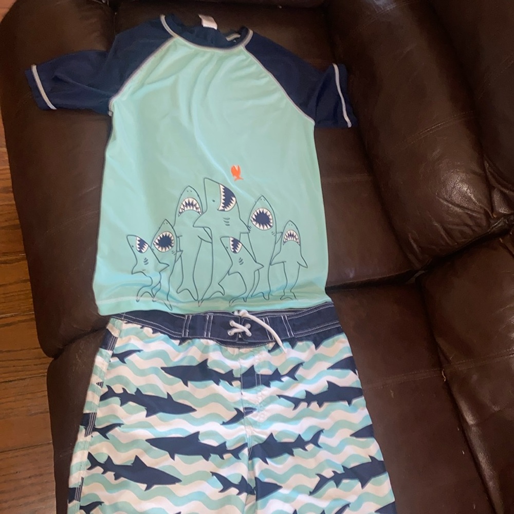 Gymboree /boy /size:Large (10-12) kid swim set - / blue shark/ Previou…